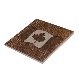 Leather-Look Kanada-Flagge Fliese