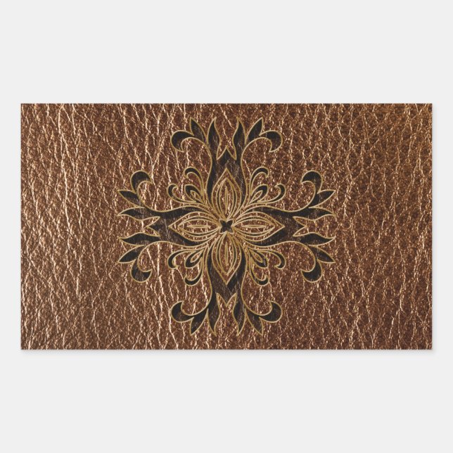 Leather-Look Star Rechteckiger Aufkleber (Vorderseite)