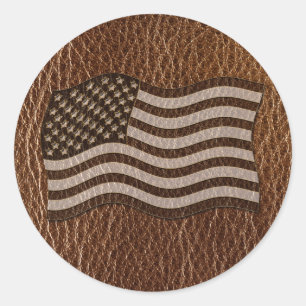 Leather-Look USA Flag Runder Aufkleber