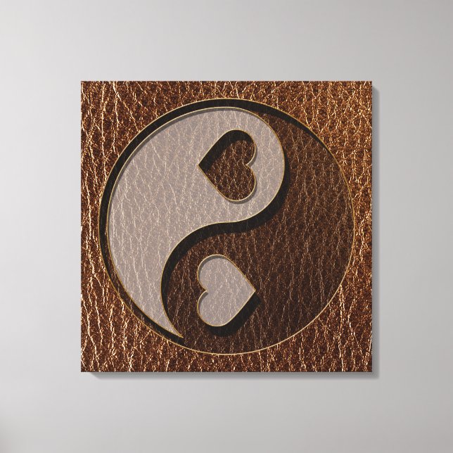 Leather Look Yin Yang Heart Leinwanddruck (Vorderseite)
