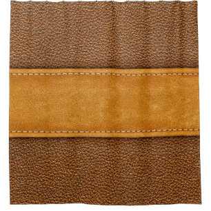 Leather Luxe: Stitched Brown Elegance Duschvorhang
