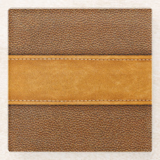 Leather Luxe: Stitched Brown Elegance Glasuntersetzer