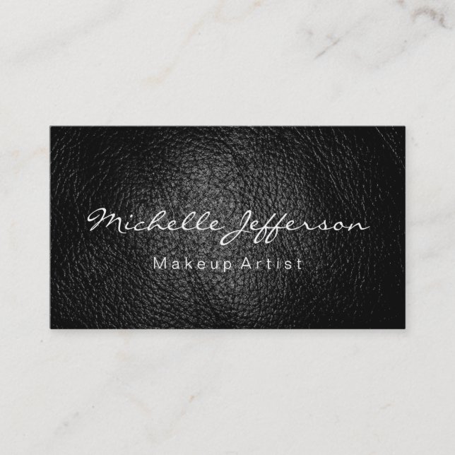Leather Makeup Artist Script Business Card Visitenkarte (Vorderseite)