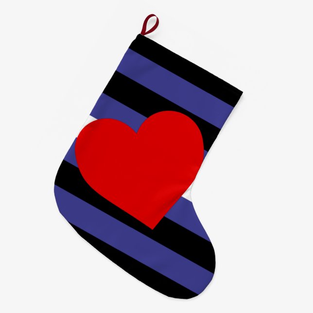 Leather Pride Flag und Herz Großer Weihnachtsstrumpf (Vorderansicht (hängend))