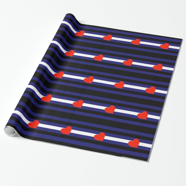 LEATHER PRIDE STRIPED HERZ HORIZONTAL - 2014 PRID GESCHENKPAPIER (Ungerollt)