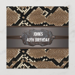 Leather Snake Skin Birthday Party Einladung