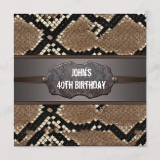 Leather Snake Skin Birthday Party Einladung