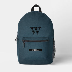 Leather Texture Black Monogram Name Bedruckter Rucksack