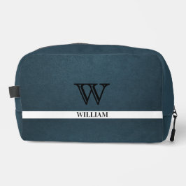 Leather Texture Black Monogram Name Waschbeutel