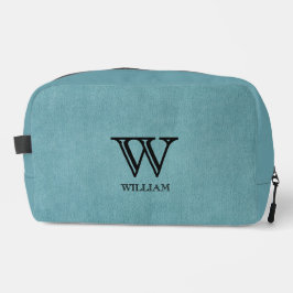 Leather Texture Black Monogram Name Waschbeutel