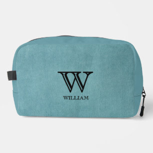 Leather Texture Black Monogram Name Waschbeutel
