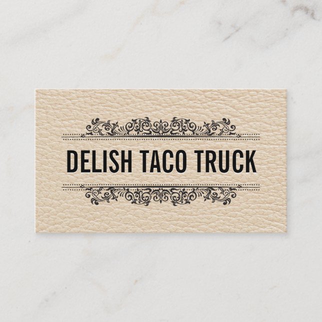 Leather Texture | Verzierte Elemente Visitenkarte (Vorderseite)