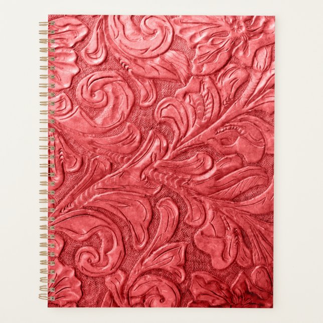 Leather Wallet Texture Red Embossed Planner Planer (Vorderseite)