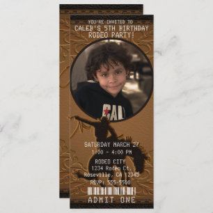 Leather Western Wild West Cowboy Geburtstags-Foto Einladung