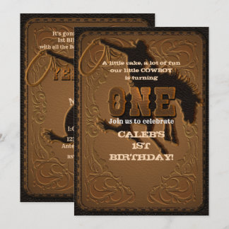 Leather Western Wild West Cowboy ONE 1. Geburtstag Einladung
