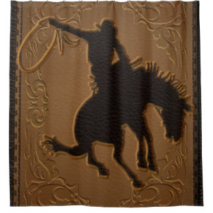 Leather Western Wild West Rustic Country Cowboy Duschvorhang