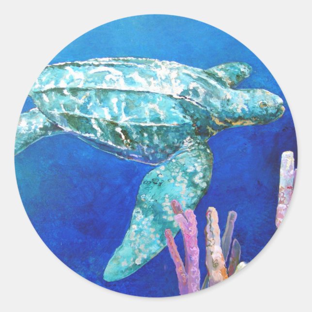 LEATHERBACK TURTLE RUNDER AUFKLEBER (Vorderseite)