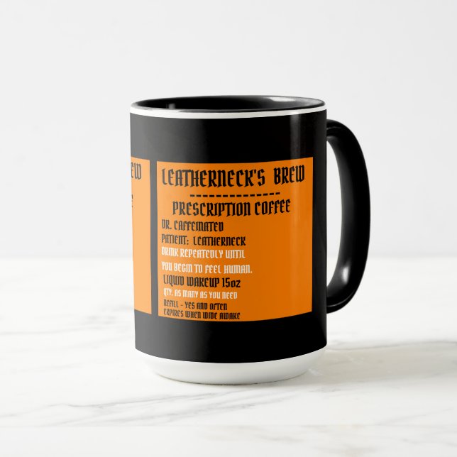 LEATHERNECKES KAFFEE ZUR VERSCHREIBUNG VON BROW TASSE (VorderseiteRechts)