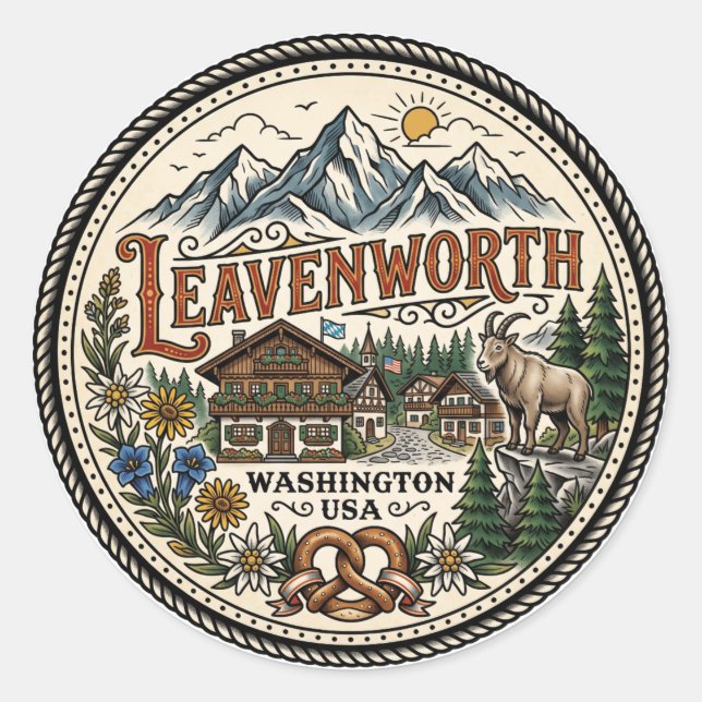 Leavenworth USA Runder Aufkleber (Vorderseite)