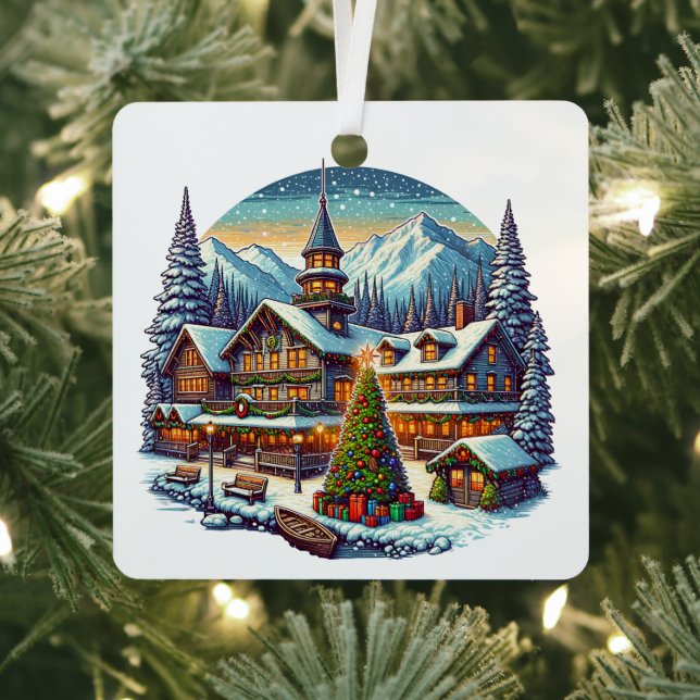 Leavenworth, Washington zu Weihnachten Ornament Aus Metall (InSitu)