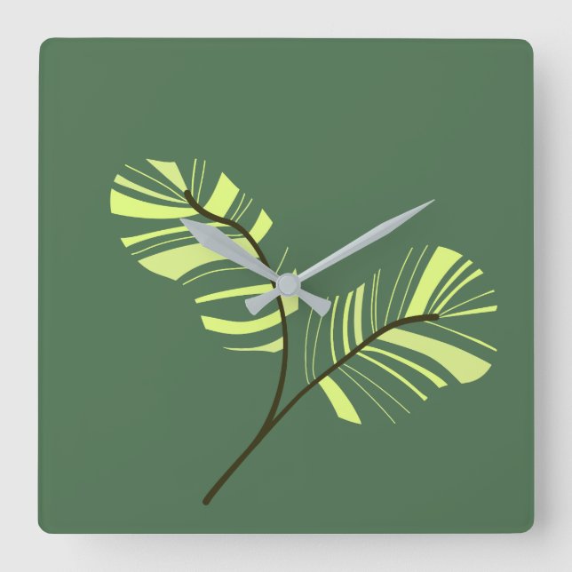 Leaves abstract quadratische wanduhr (Vorderseite)