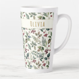 Leaves and Berries Rustic Winter Personalized Milchtasse