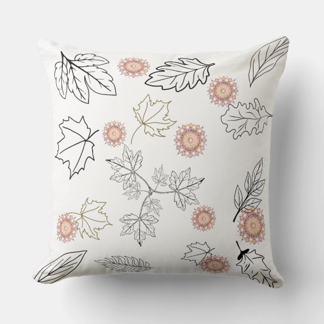 Leaves and Mandalas Pattern Kissen (Vorderseite)