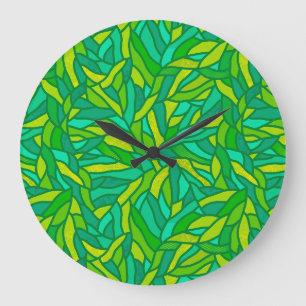 Leaves patchwork große wanduhr