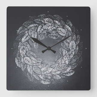leaves prints in circle quadratische wanduhr