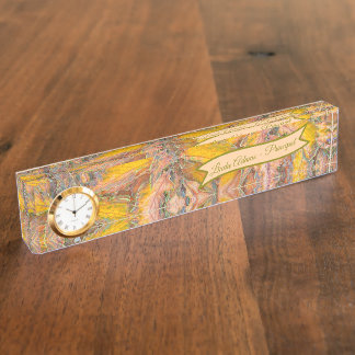 LEAVES/YELLOW, GREEN AND PEACHY PINK/PERSONALIZED NAMENSPLAKETTE