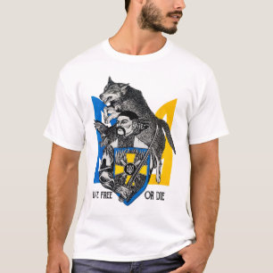 Leb frei oder stirb Kosaken Krieger Ukraine-Flagge T-Shirt