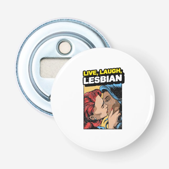 Leb Lesbisch Lachen Flaschenöffner (Vorderseite)
