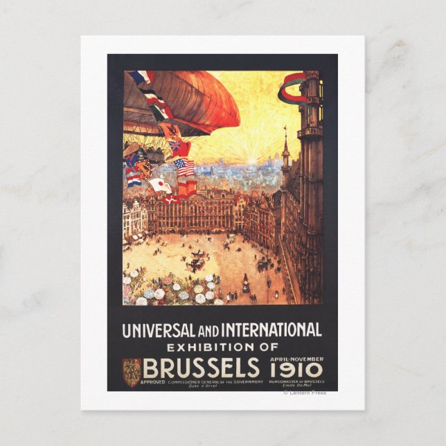 Lebaudy Airship mit Weltflaggen auf der Expo Postkarte (Vorderseite)