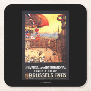 Lebaudy Luftschiff mit Weltflaggen an der Rechteckiger Pappuntersetzer