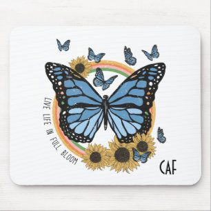 Lebe das Leben in voller Blüte Schmetterling Sonne Mousepad