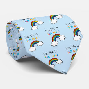 Lebe das Leben in voller Farbigkeit Regenbogen Krawatte