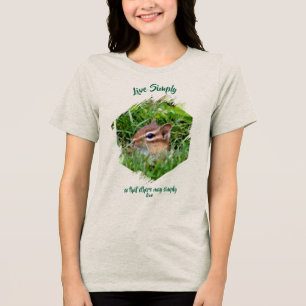 Lebe einfach Inspirierende Worte Streifenhörnchen Tri-Blend Shirt