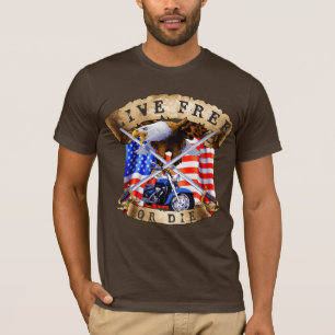 Lebe Frei oder Stirb, Motorrad Patriot, Adler, T-Shirt