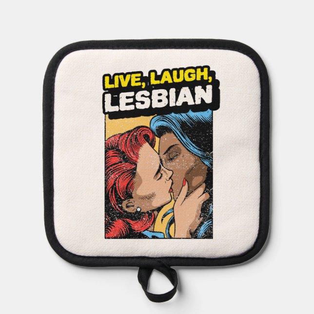 Lebe Lach Lesbe Topflappen (Vorderseite)