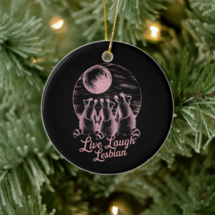 Lebe Lach Lesbische Waschbär Lesbisch LGBTQ Stolz Keramik Ornament