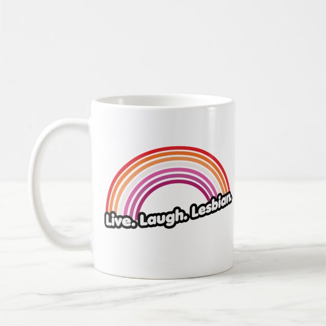 "Lebe Lache Lesbe" Kaffeetasse (Links)