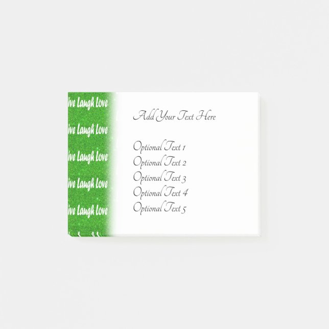 Lebe Lache Liebe Grüne Positive Botschaft Post-it Klebezettel (Vorderseite)