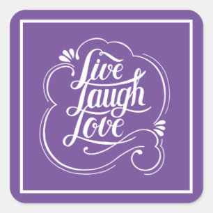 Lebe lache liebe quadratischer aufkleber
