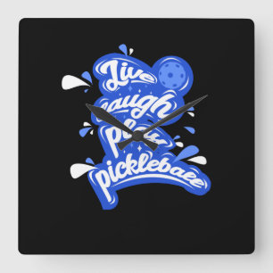 Lebe Lache Spiele Pickleball Quadratische Wanduhr