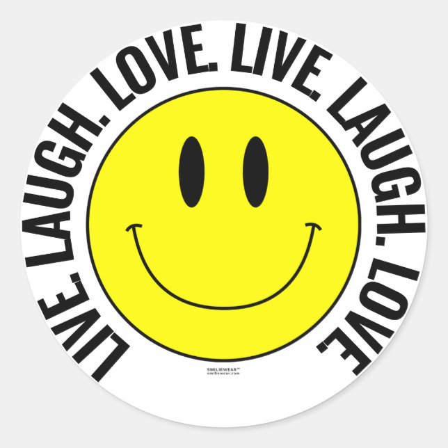 Lebe. Lachen. Liebe. Smilie Sticker (Vorderseite)