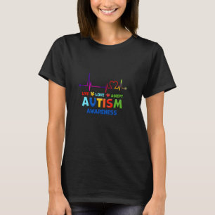 Lebe Liebe Akzeptiere Autismus-Bewusstsein T-Shirt
