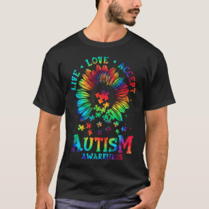 Lebe Liebe Akzeptiere Autismus-Bewusstsein Unterst T-Shirt