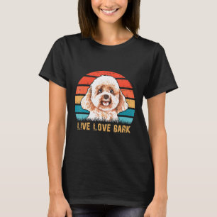 Lebe Liebe Bellen Retro Vintage Pudel Lustiger Hun T-Shirt