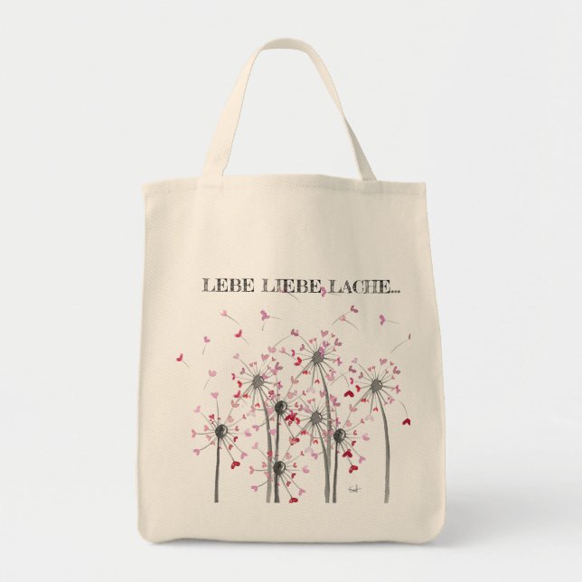 lebe liebe lache Tasche Herz Pusteblume shopping (Vorne)