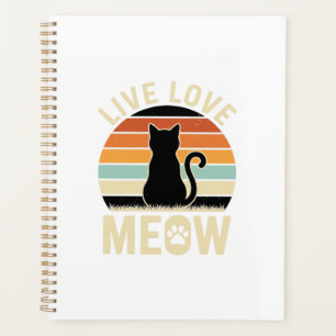 Lebe Liebe Miau Vintage-Katze Sonnenuntergang Desi Planer